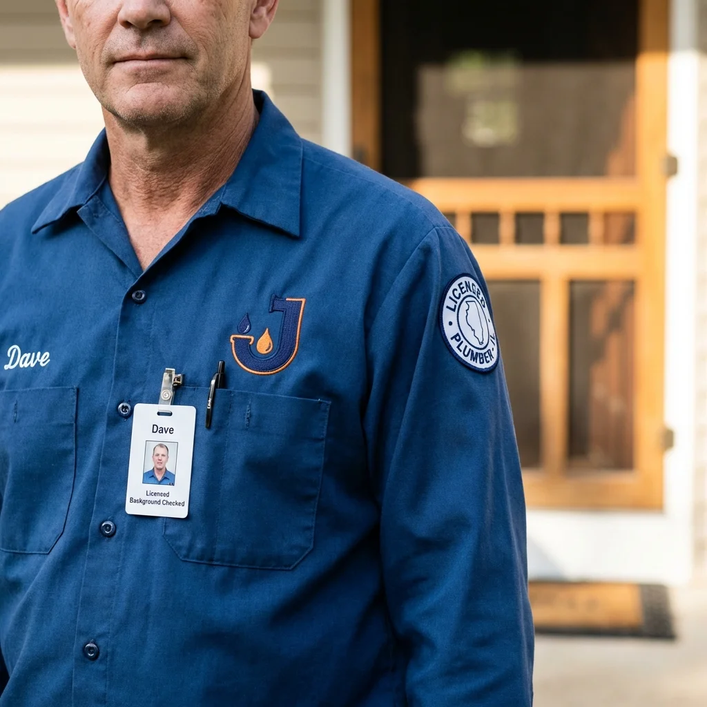 Licensed plumber showing ID badge in Campbellsport, WI