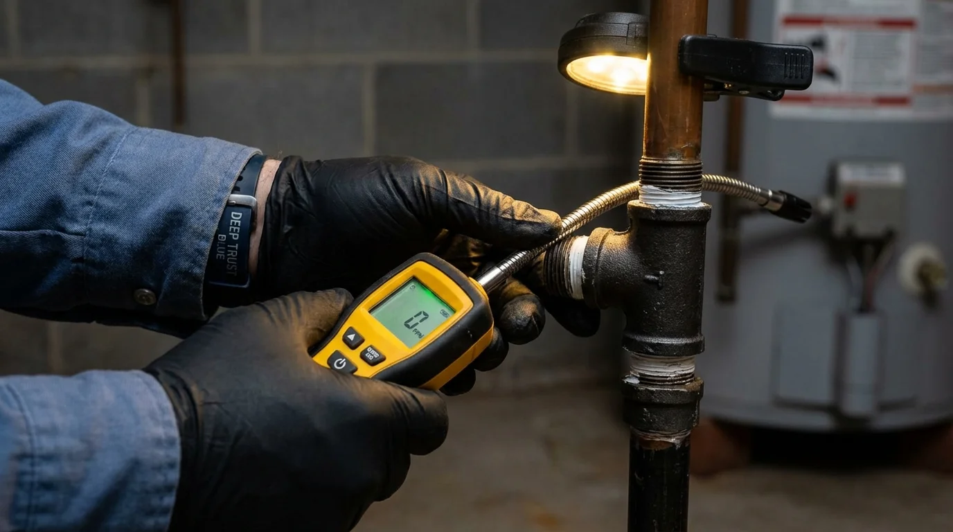 Gas leak detection with electronic sniffer by Johns Plumbing LLC in Campbellsport