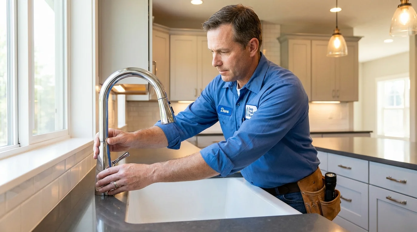 Kitchen faucet installation by Johns Plumbing LLC in Campbellsport